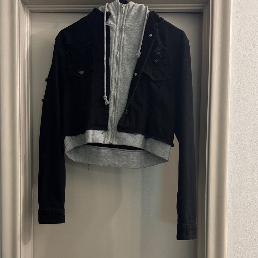 American Bazi Black and Gray Jean Jacket